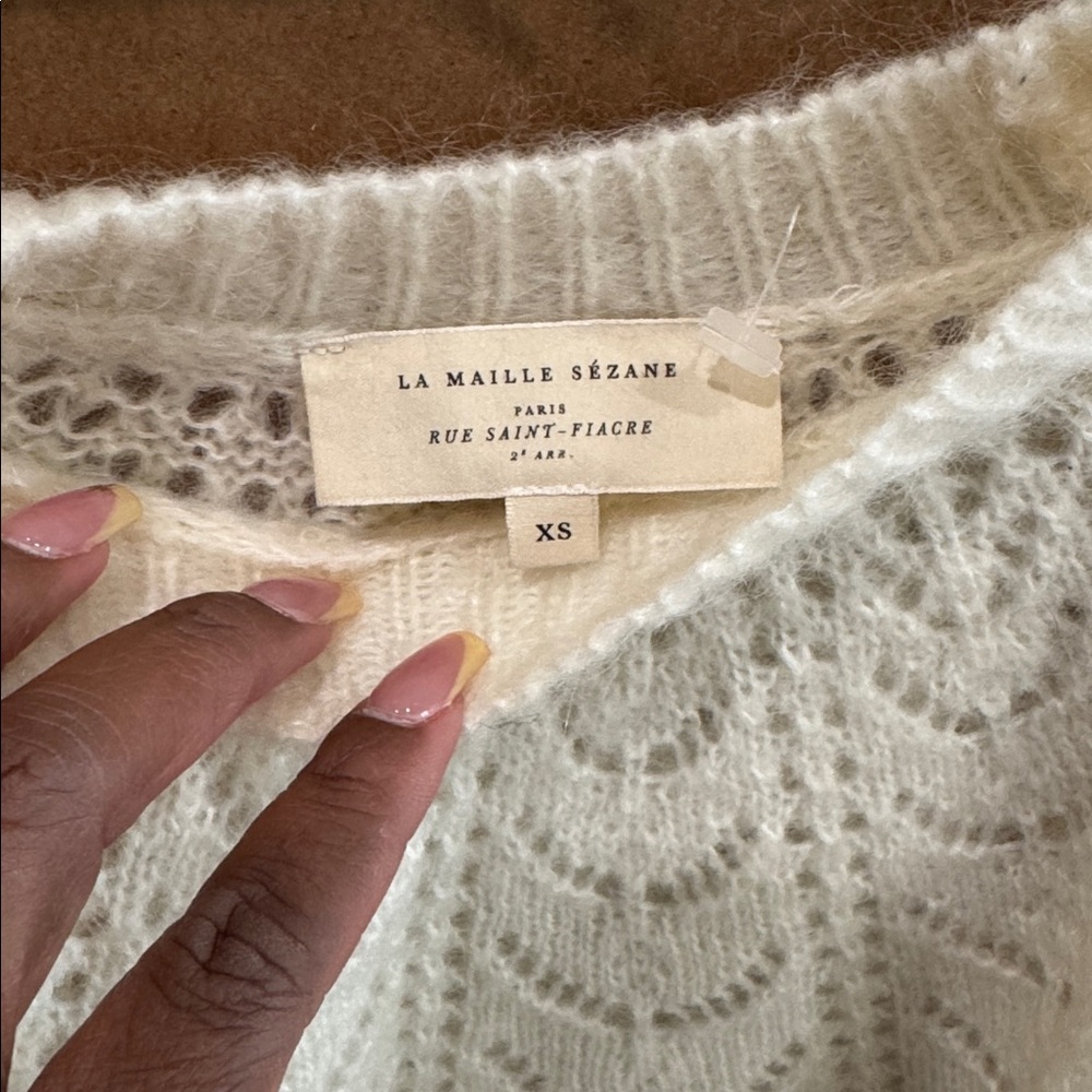 Sezane Paulin Jumper Ivory Crew Neck Sweater Sz Xs - Picture 3 of 5